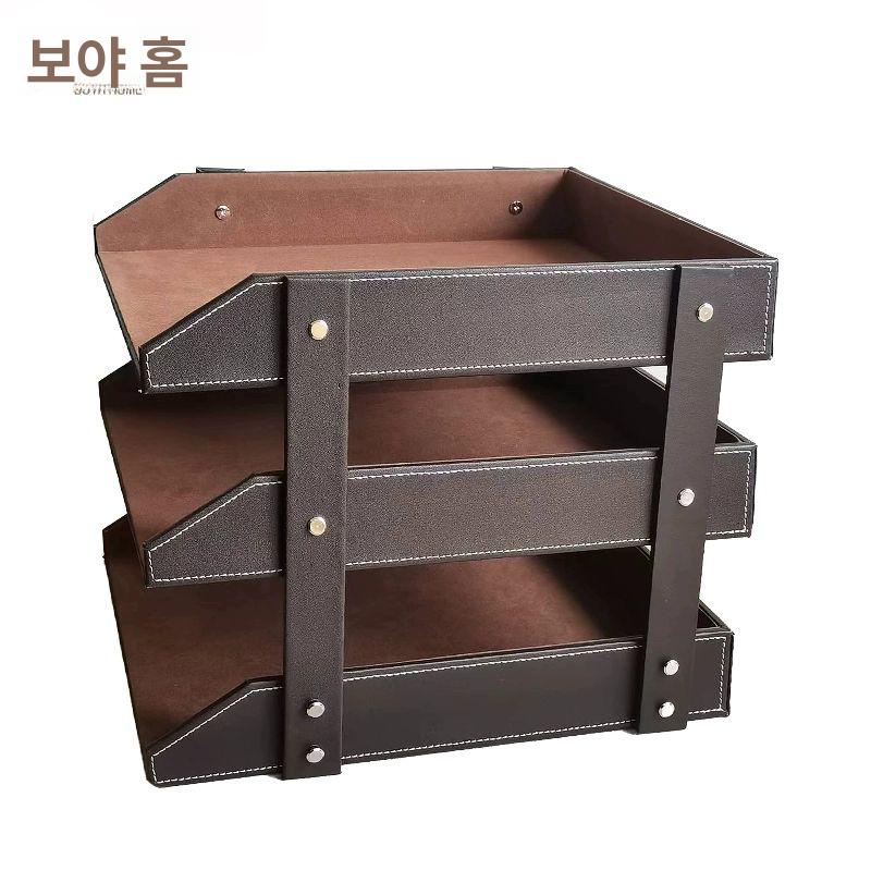 책상정리함 3단 사무실 서류보관 데스크 수납 오거나이저 파일정리 업무용 블랙 트레이 - 상세 이미지 5