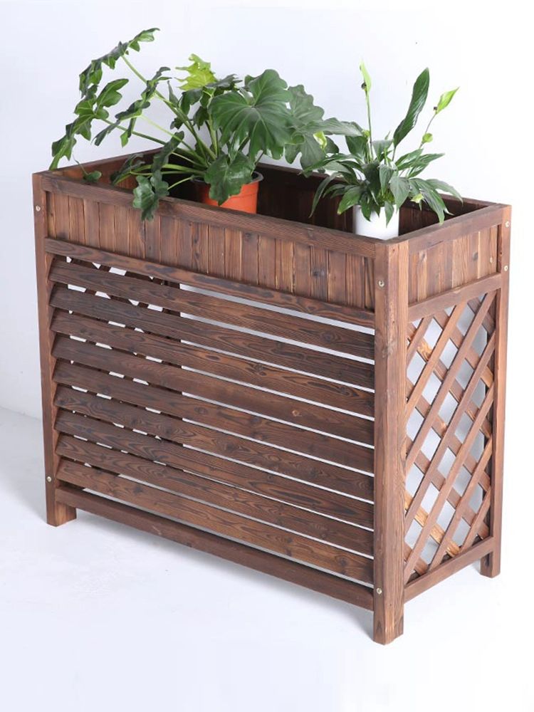 덮개 실외기가림막 나무 외부 발코니 목재 루버 펜스 테라스 차단막 실외기커버 - 상세 이미지 2