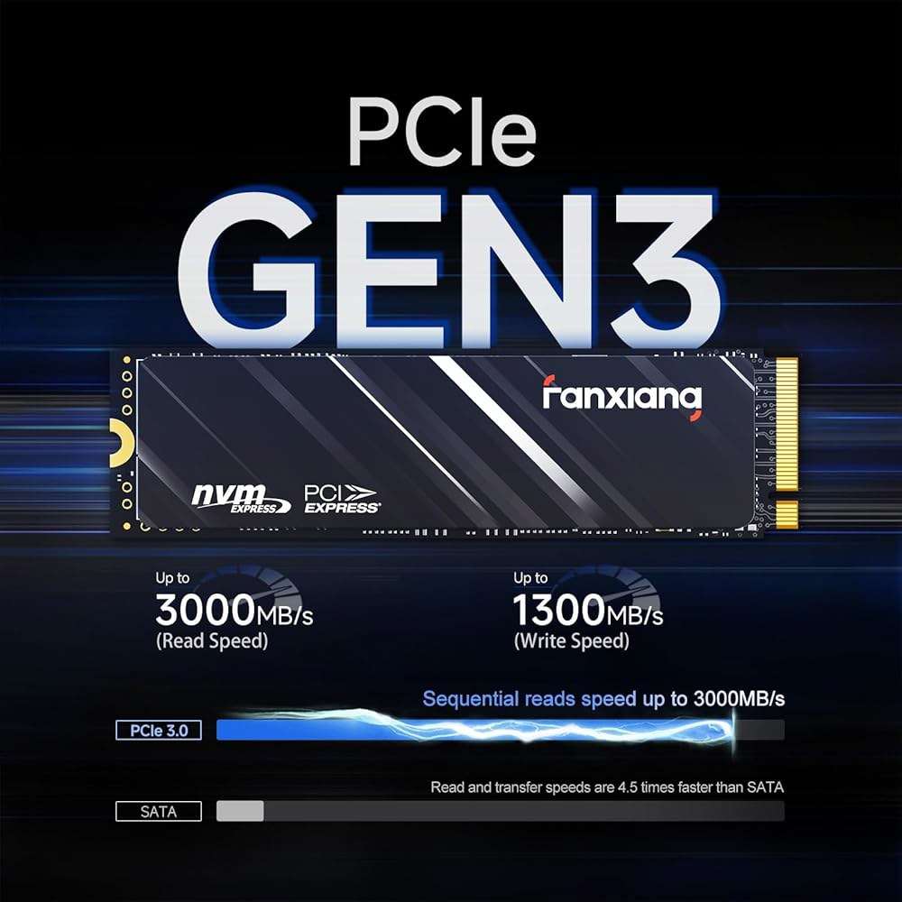 판샹 S501Q SSD 512GB PCle 3.0x4 내장 솔리드 스테이트 드라이브, NVMe M.2 2280 노트북 및 PC 데스크톱용 SLC 캐시 3D NAND 최대 3000M - 상세 이미지 2