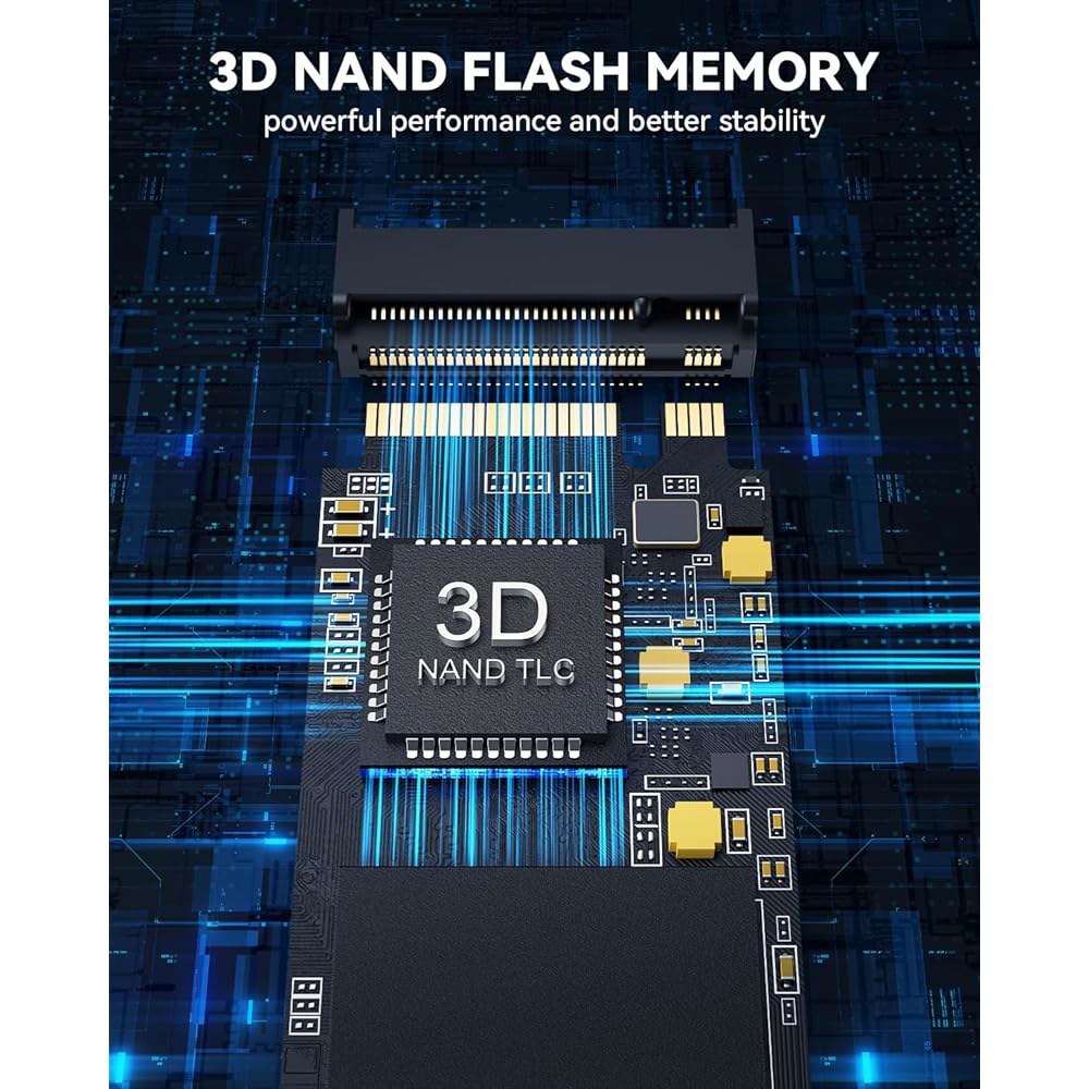 RAOYI 512GB NVMe 내장 솔리드 스테이트 드라이브 M.2 2280 PCIe Gen4x4 SSD, 최대 5000MB/s, PS5 노트북 데스크탑용 SLC 캐시, 스토리지 - 상세 이미지 3