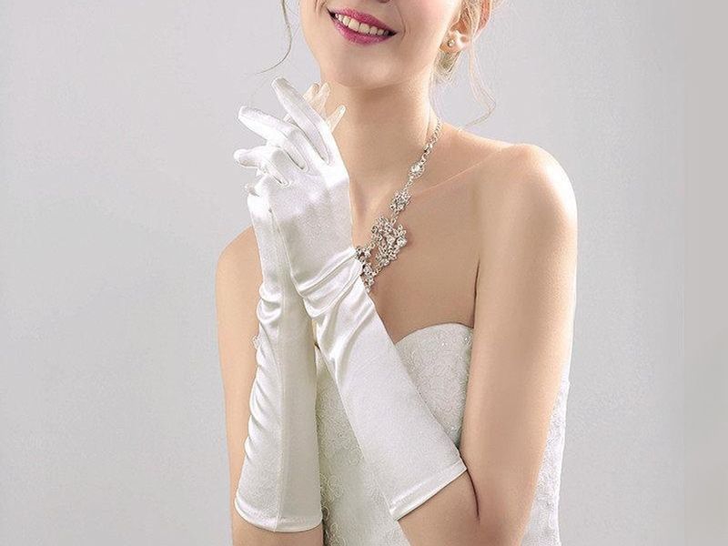 웨딩 장갑 파티 심플 데코 새틴 셀프 예식 여성용 소품 샤워 신부 - 상품 이미지