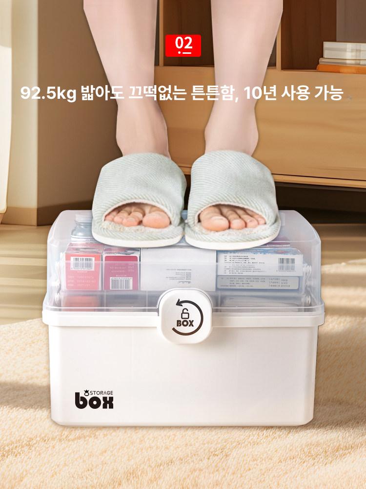 초대형 약 상자 통 구급 함 보관함 휴대용 용품 응급 상비약 약통 투명 다층 - 상세 이미지 2