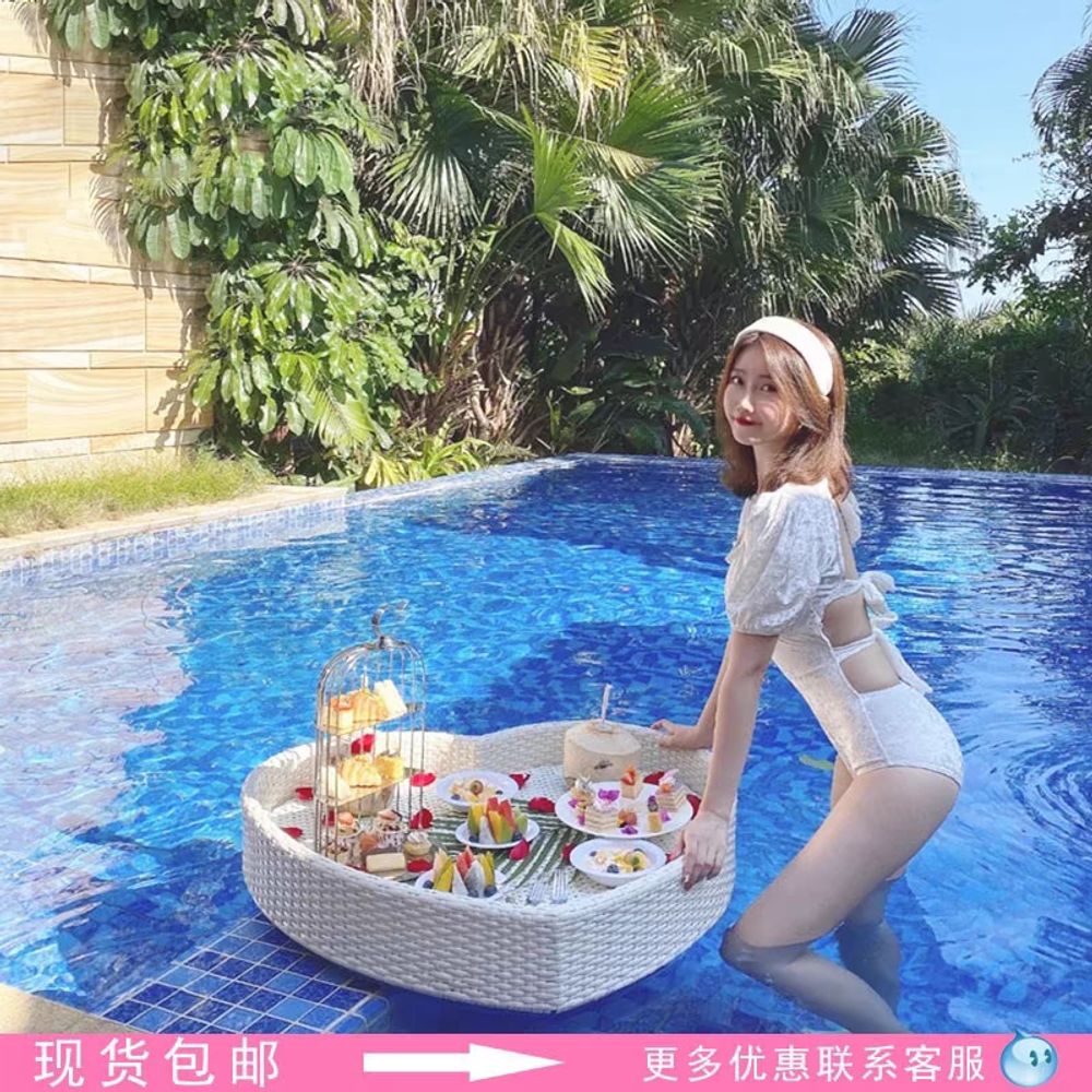 감성 플로팅트레이 리조트 사이즈 원형 수영장트레이 수상 물에뜨는 워터트레이 - 상세 이미지 3