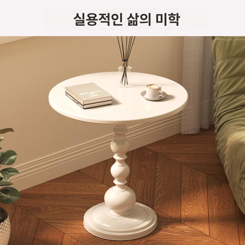 원형 보조 탁자 미니 엔틱 빈티지 소형 우드 원목 거실 침실 탁자 - 상세 이미지 5