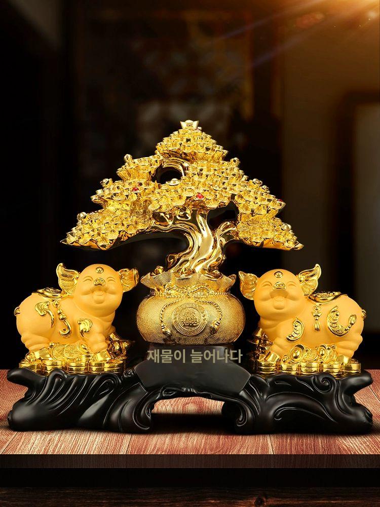황금부엉이 개업선물 돼지 장식품 금두꺼비 인테리어 소품 실내분수대 이사 피그 풍수 돈나무 - 상세 이미지 5