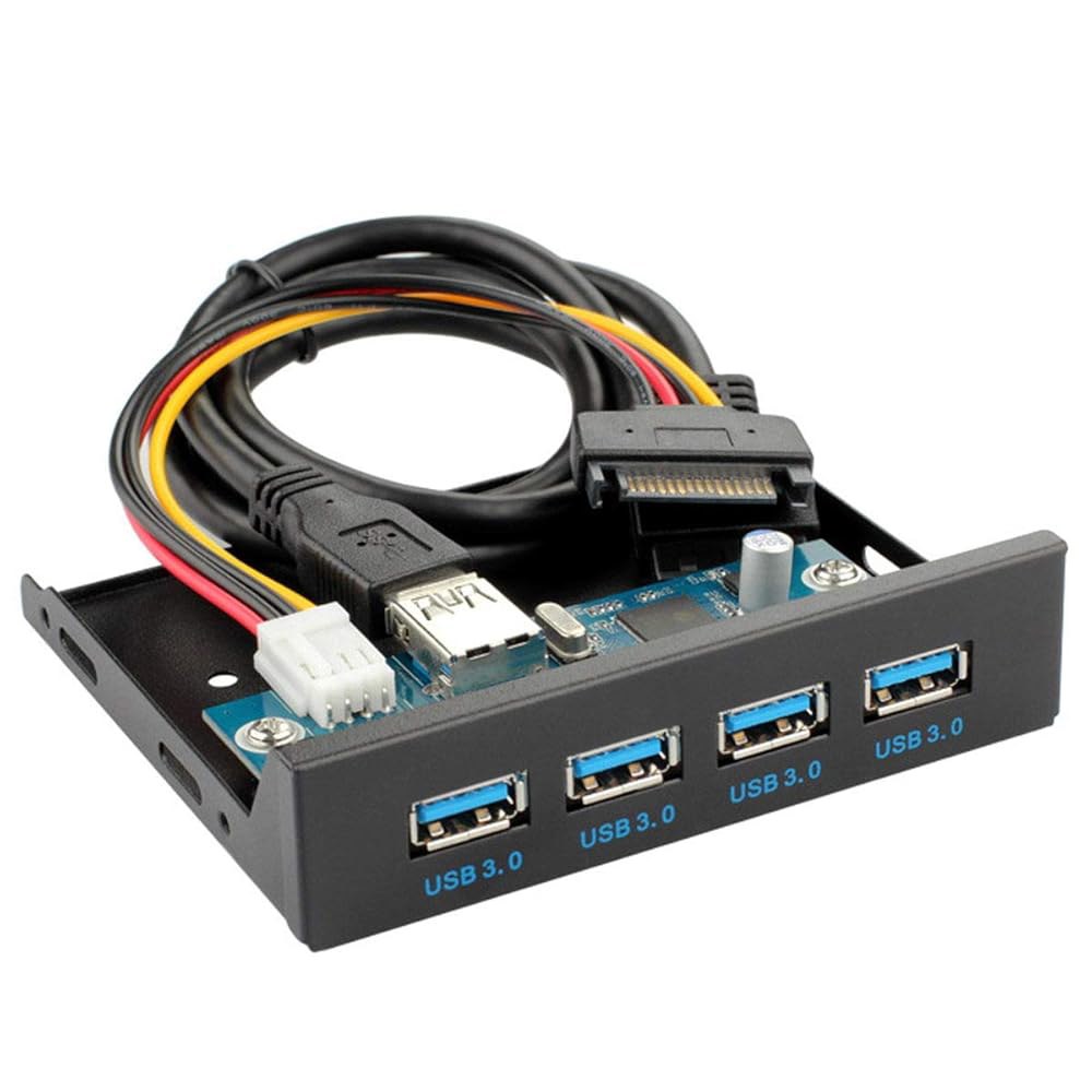 USB 3.0 HUB 4 포트 전면 - 캐디용 SATA 전원 어댑터, 드라이브 케이블 마더보드 20핀 3.5인치 디스크 플로피 포함, 패널 베이 Floppy Bay 3.5inch - 상품 이미지