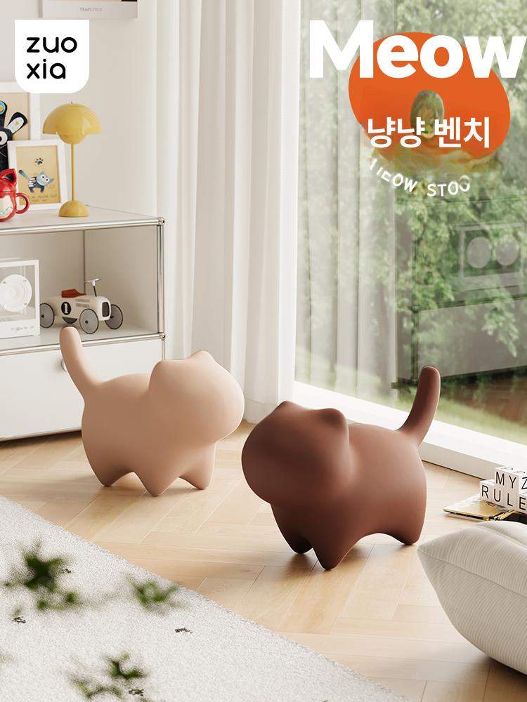고양이 동물 의자 귀여운 보조의자 현관 디자인 독특한 모양 좌석 소품 - 상세 이미지 2