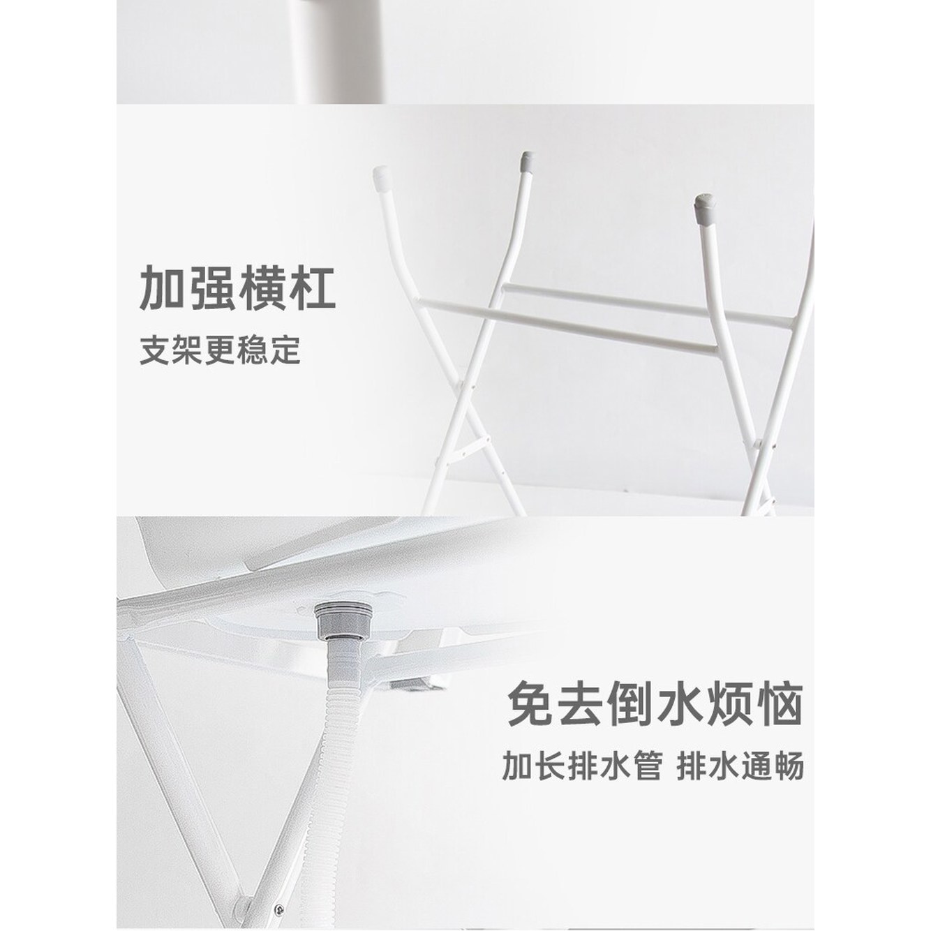 애완동물 욕조 높이조절 접이식 대형견 까치발 온도감지 가능 스탠드형 거치대 배수관 욕조 그레이 - 상세 이미지 2