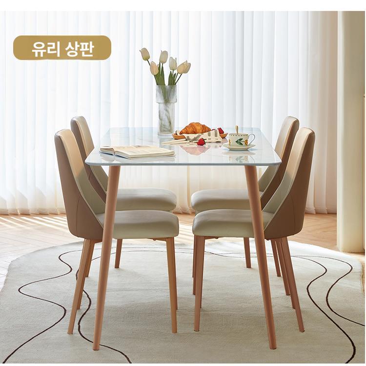 세라믹 상판 투명 다리 식탁 카페 테이블 디자인 내구성 강한 모던 가구 - 상세 이미지 3