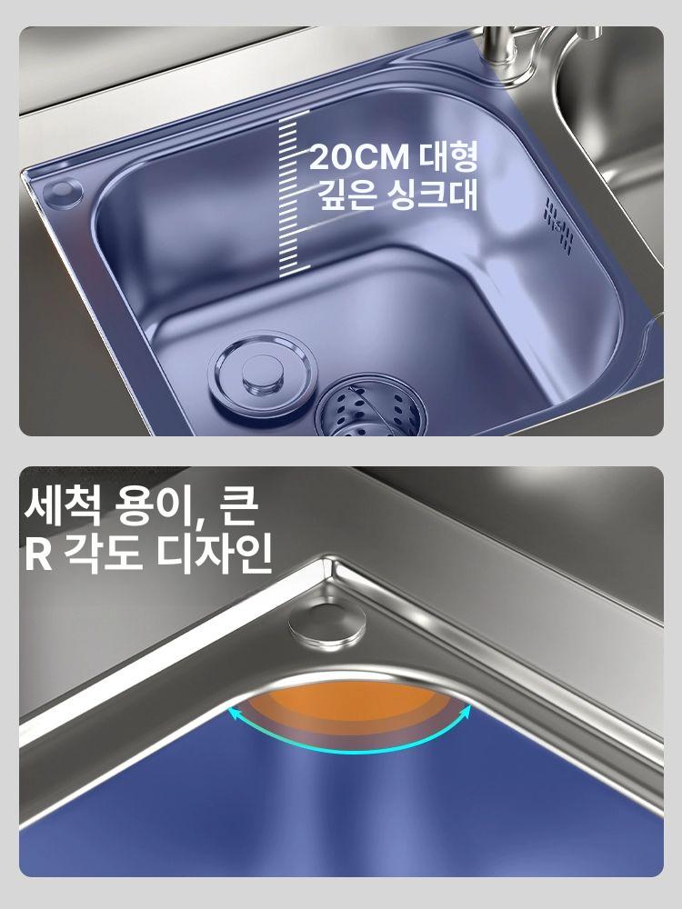 캠핑 싱크대 스테인레스 간이 차량 워시볼 사각 카라반 스테인리스 주방 설거지통 수도꼭지 - 상세 이미지 3