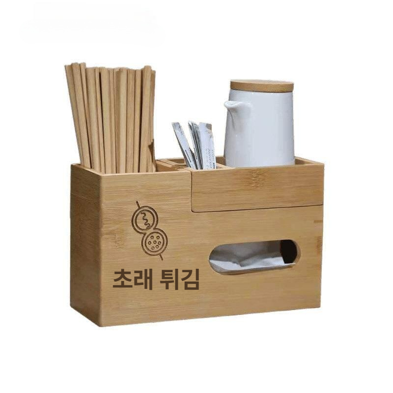 식당 나무 수저통 케이스 정리함 젓가락 휴지 사각 업소용 꽂이 수저보관함 - 상품 이미지