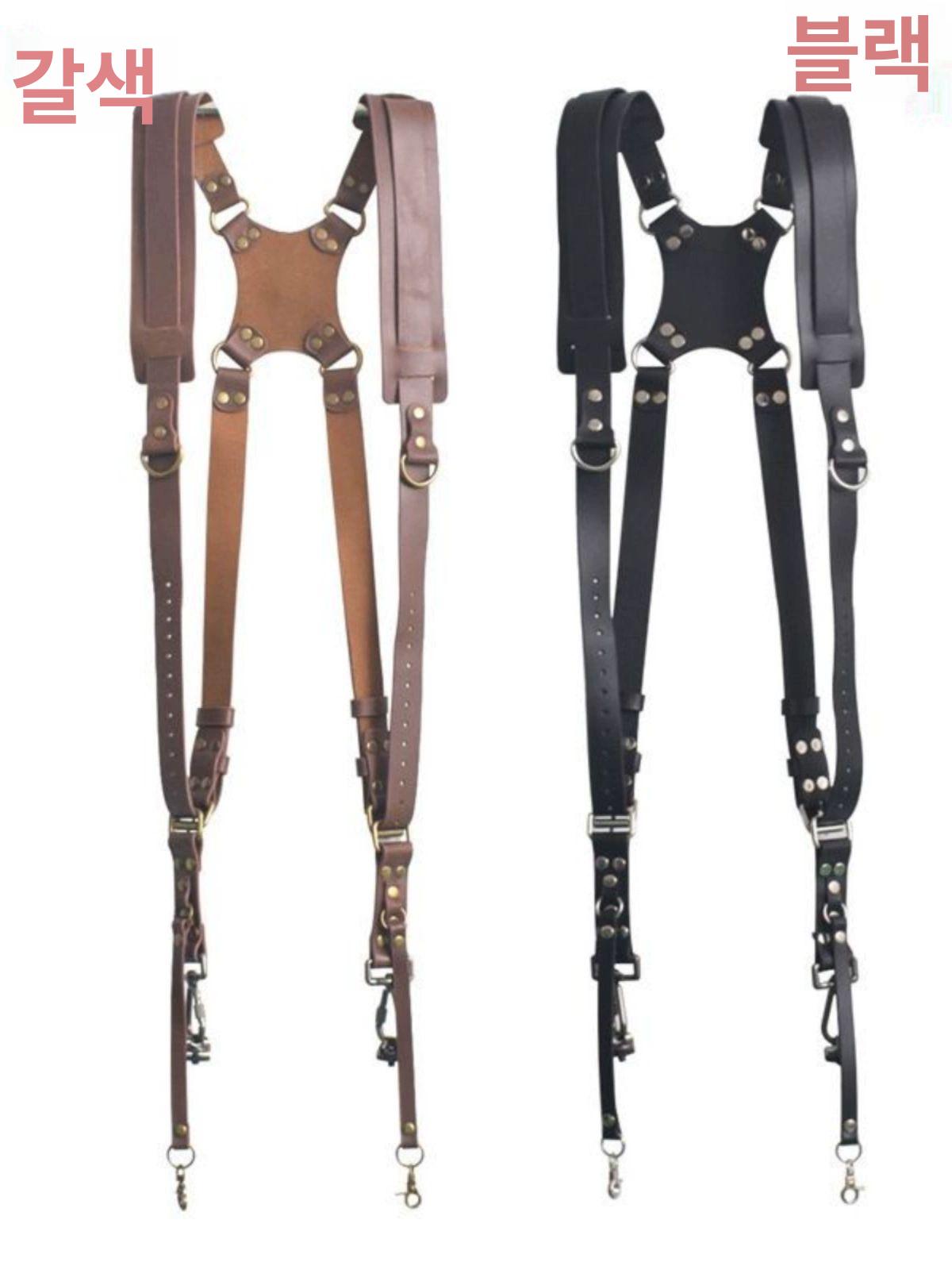 가죽 카메라스트랩 어깨 미러리스 사진작가 듀얼카메라 숄더 촬영용품 조절 넥스트랩 - 상세 이미지 5