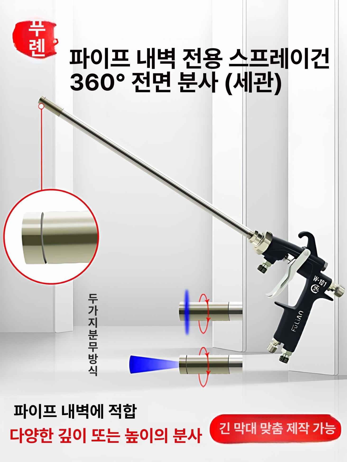 페인트 스프레이건 360도 10cm 코팅기 상품 도장기 긴목건 에어리스 분사 장축건 - 상세 이미지 2