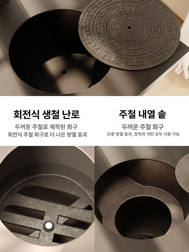 실내 화로대 무연 난방용 화목난로 가정용 주물 펠릿 캠핑 숯 - 상세 이미지 5