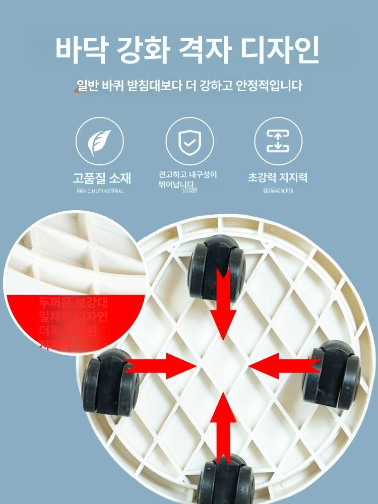 화분 받침대 이동식 원목 바퀴 선반 거치대 서랍 트레이 달린 원형 사각 대형 - 상세 이미지 4