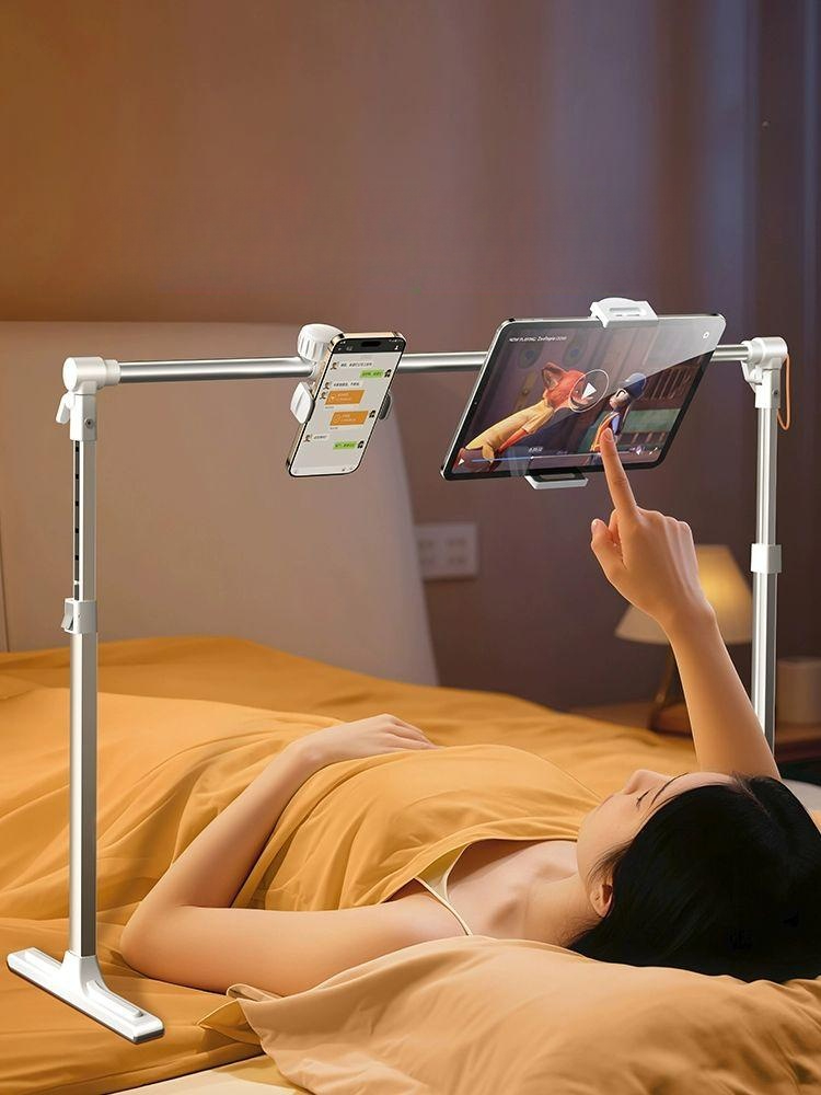누워서 핸드폰거치대 자바라집게 걸이 홀더 태블릿 탁상용거치대 휴대폰받침대 조절 - 상품 이미지