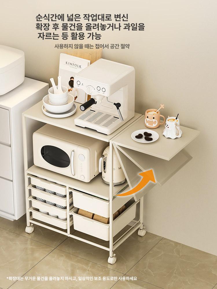 주방 수납장 이동식 트롤리 카트 바퀴달린 틈새선반 수납선반 이동선반 다용도선반 - 상세 이미지 3