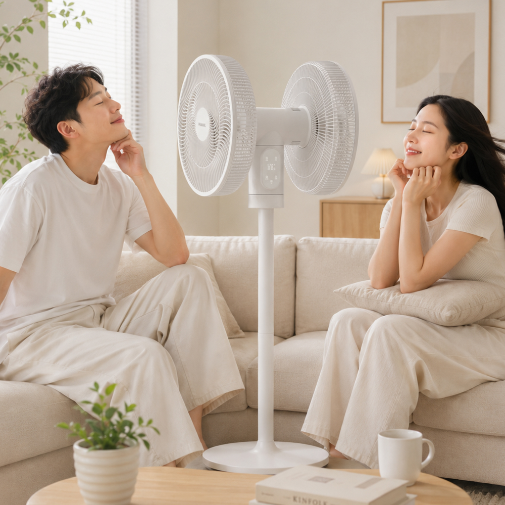 26년 신제품 한일 무선 듀얼헤드 폴딩 접이식 스탠드 저소음 무소음 선풍기 이미지 6