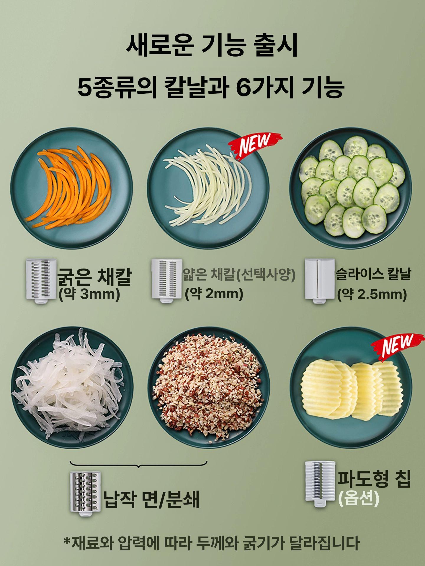 슬라이서 회전채칼 다용도 주방 가정용 만능채칼 멀티 양배추 다기능 샐러드 돌돌이 - 상세 이미지 2