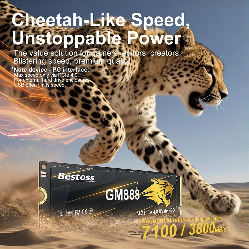 PC, PS5, 노트북용 512GB PCIe 4.0 M.2 2280 NVMe SSD, 최대 7100MB/s, 내장 솔리드 스테이트 드라이브, 다이내믹 SLC 캐시, HMB, 게이머 - 상세 이미지 2