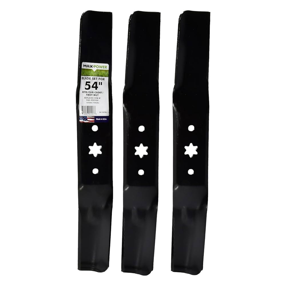 Maxpower 561557B 3 블레이드 세트, 54인치 컷 MTD / 컵 생도 트로이 빌트를 위한 장인 모우어 742-05056, 942-05056, 742-05056A, 94 - 상품 이미지