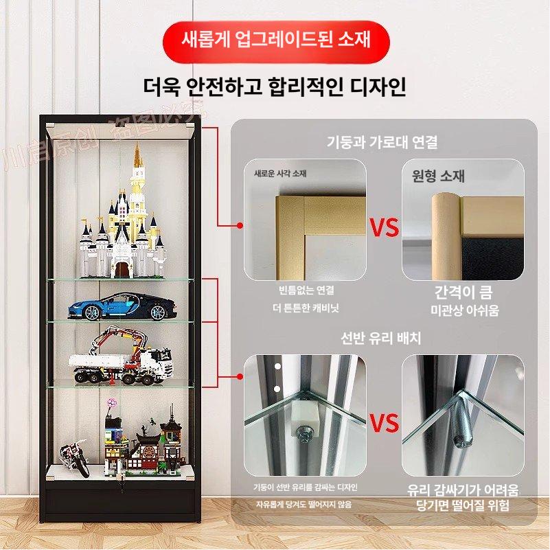 투명 아크릴 대형 진열장 완구 보관함 조명 호환 전시 선반 - 상세 이미지 4