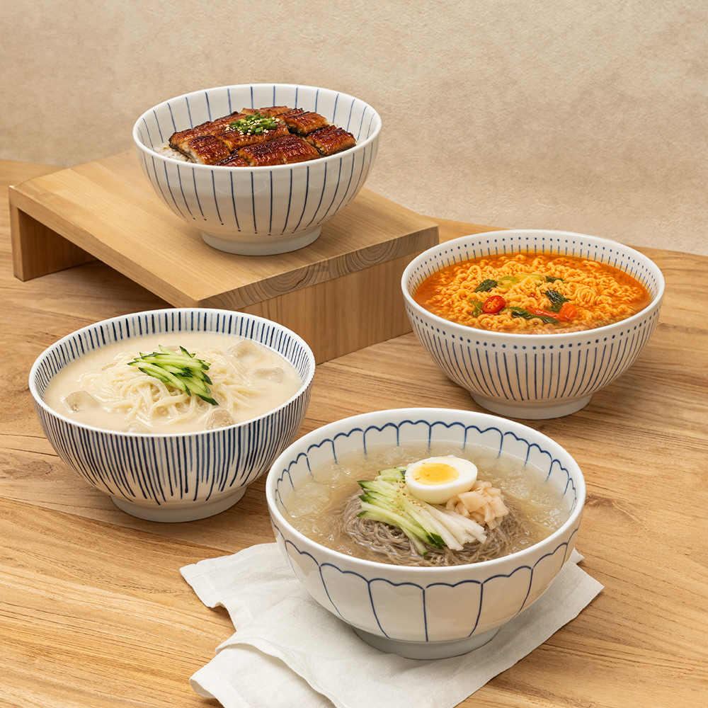 모루 일본풍 도자기 라면기 4P 세트 냉면그릇 - 상품 이미지