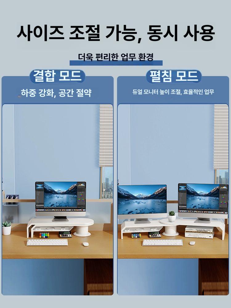 듀얼스크린 코너형데스크선반 사무실 코너책상 수납 책장 ㄱ자형 서재용 파티션선반 - 상세 이미지 3