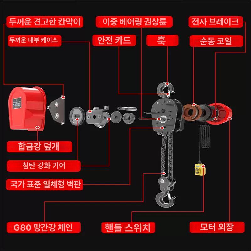 전동 체인블럭 5톤 10톤 산업용 윈치 와이어 리프팅 하역 운반용 공구 장비 - 상세 이미지 4
