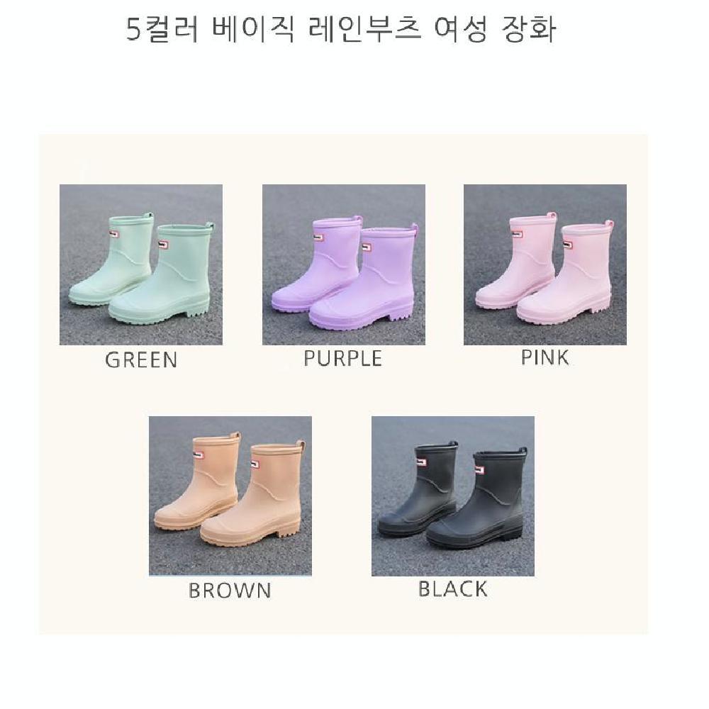 장마철 레인부츠 패션장화 가벼운 여자 성인부츠 미들장화 작업화 비 눈 - 상세 이미지 2