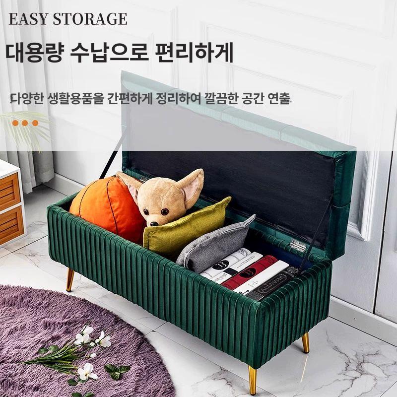 수납형벤치 수납의자 스툴 벤치의자 수납형의자 패브릭 벤치형 수납소파 현관의자 - 상세 이미지 3