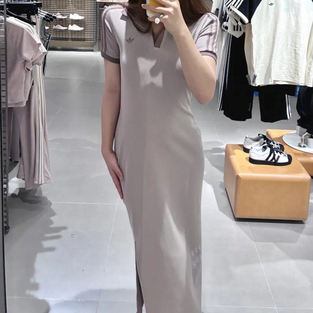 아디다스 오리지널 3S 폴로 카라 롱 원피스 브라운 KY5699 - 상세 이미지 4