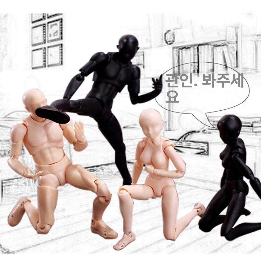 인체모형 관절 움직이는 남녀 미술용 크로키 데생 그리기 연습 조각상 피규어 - 상세 이미지 3