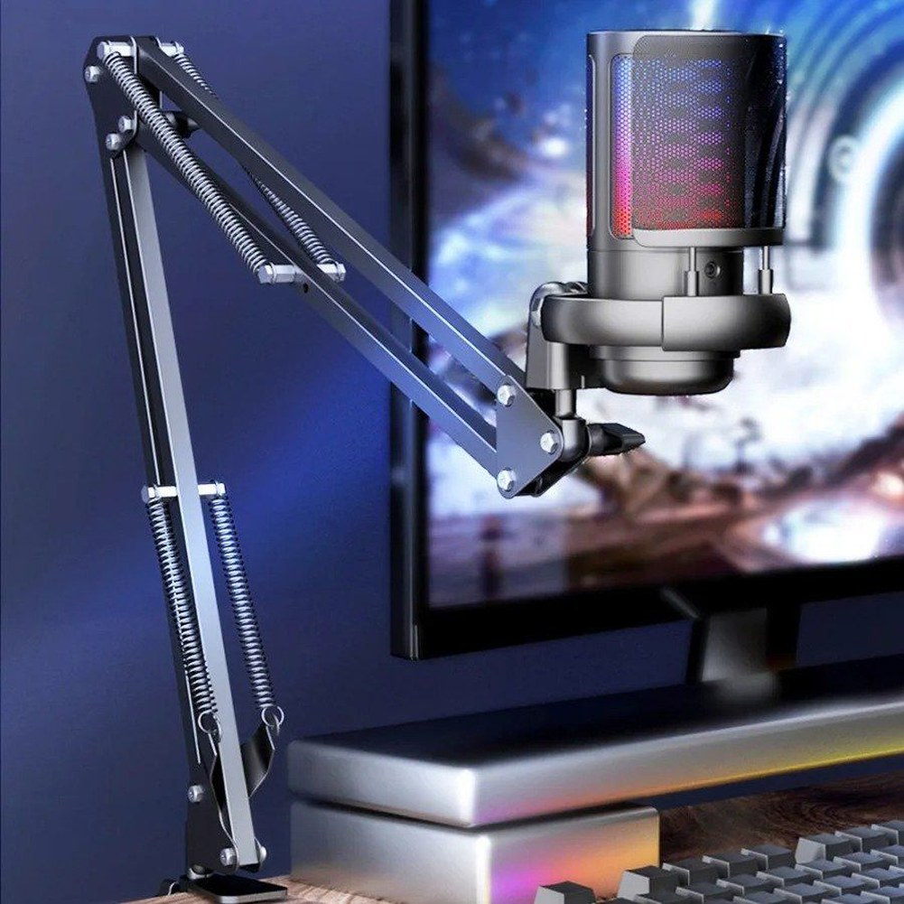 게이밍마이크 RGB E스포츠 소형 라이트 3모드 캔틸레버 편안한 게임 홀더 소음 와이어 GAM ME6S 블랙 삼각대 - 상세 이미지 2