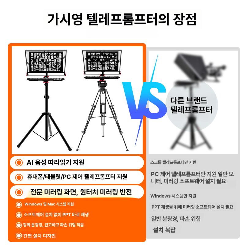 대형 프롬프트 대본 스피치 자막기 텔레프롬프터 듀얼 스튜디오 연설용 방송용 - 상세 이미지 5
