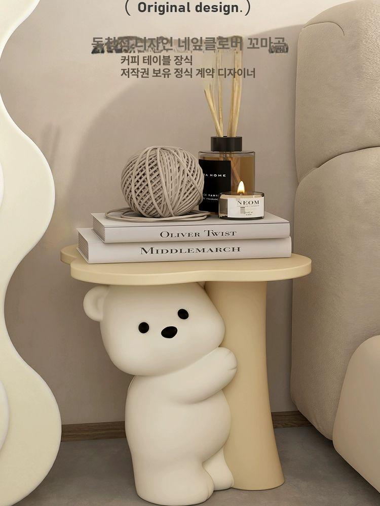 곰 모양 사이드 테이블 침실 침대 옆 보조 수납 테이블 거실 소파 협탁 홈카페 인테리어 - 상세 이미지 4