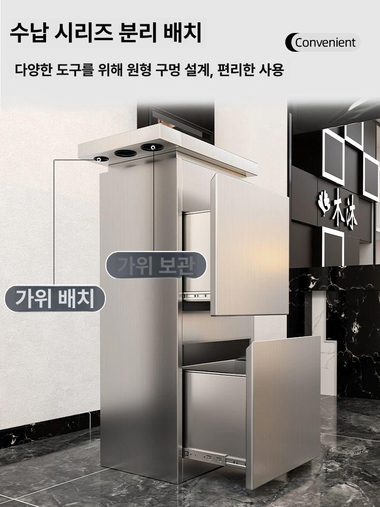 미용실 정리대 스텐 수납장 서랍 바버샵 트롤리 캐비닛 도구함 진열장 정리함 뷰티샵 - 상세 이미지 3