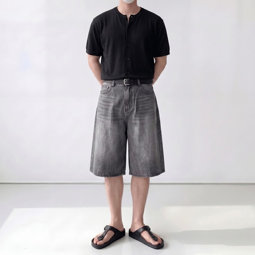 남자청반바지 밴딩청바지 - 상세 이미지 3