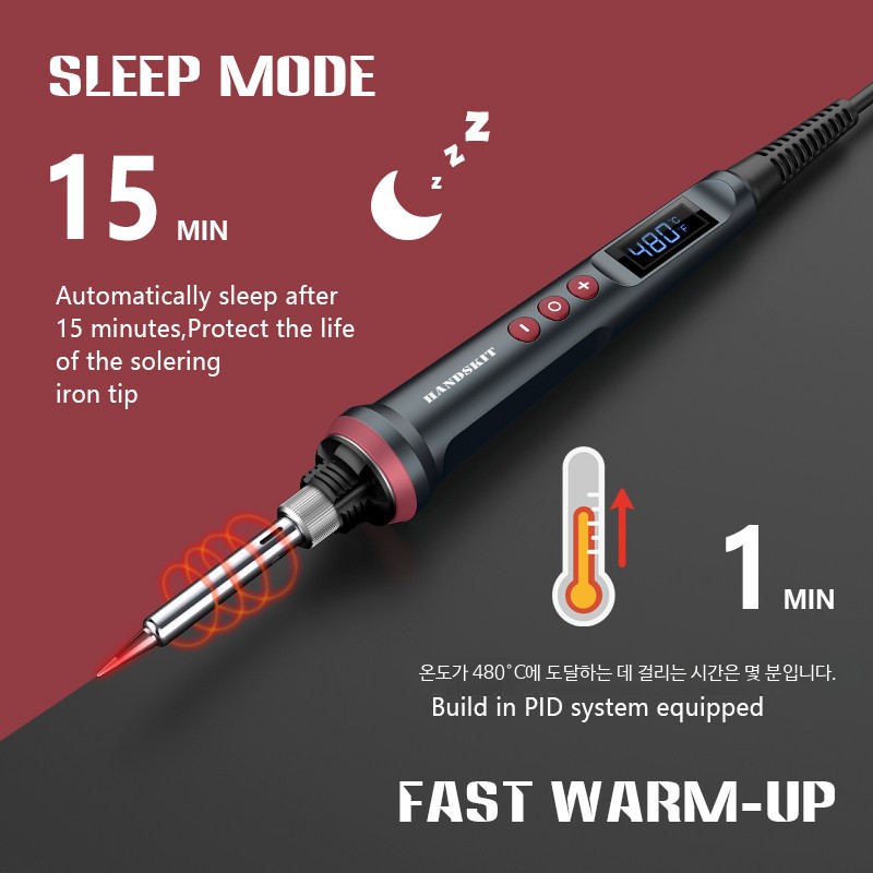 110V/220V 90W 실납 LED 열 디지털 수리 개의 팁 납땜 인두 공구 온도 조절 - 상세 이미지 2