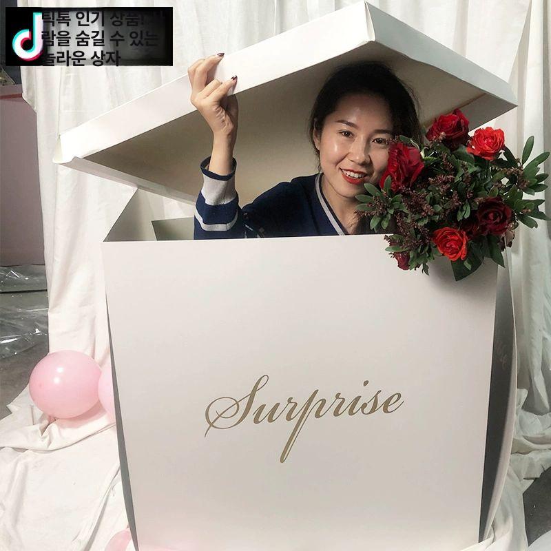 대형 선물상자 접이식 손잡이 무지 크래프트 포장박스 생일 명절 답례품 깔끔한 디자인 - 상세 이미지 5