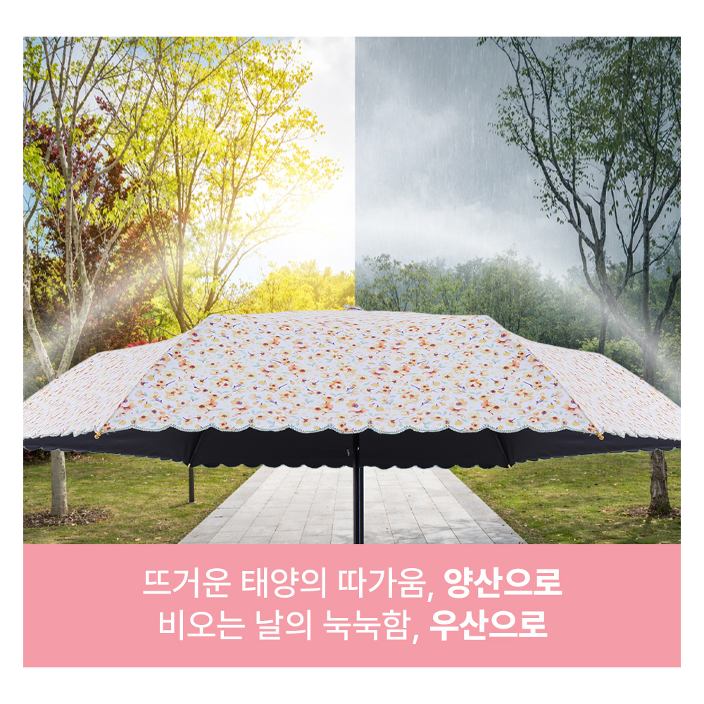 [초경량] 앙피앙 꽃무늬 양산 암막 초경량 양우산 자외선차단 우양산 이미지 4