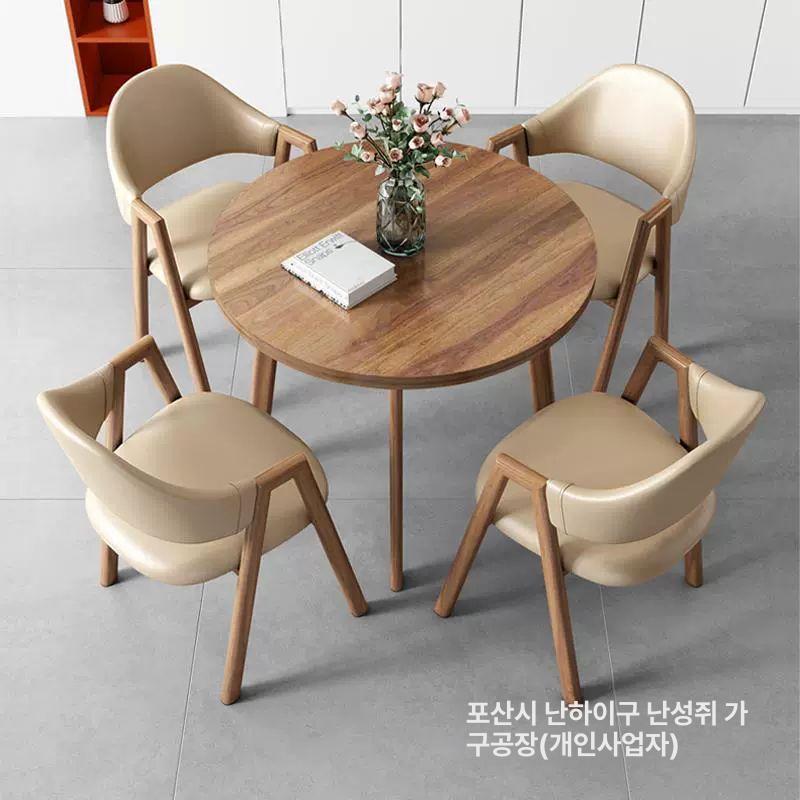 라운드 커피테이블 식탁 의자 세트 발코니 카페 거실 디자인 모던 가구 - 상세 이미지 3