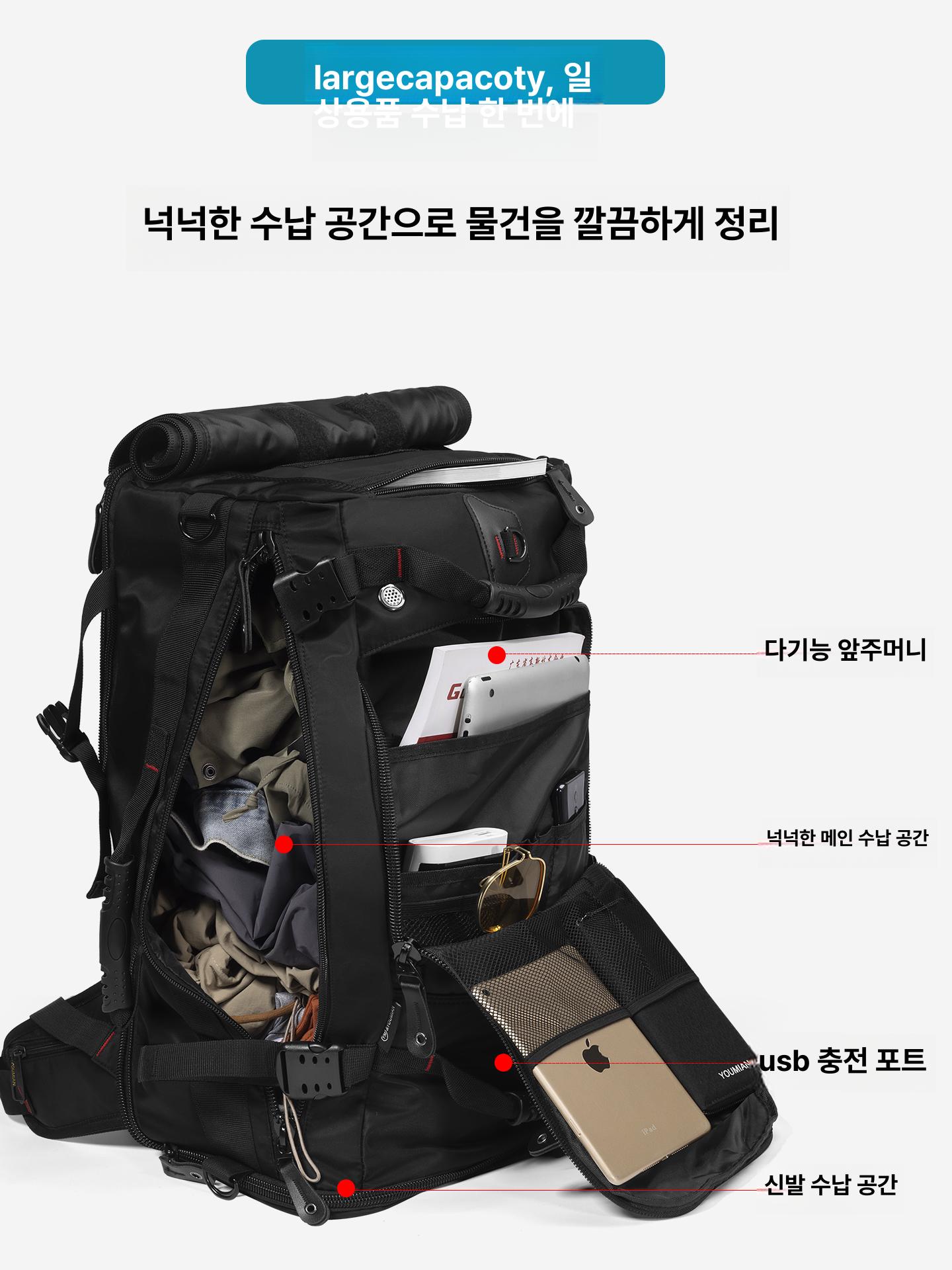 대형 남자백팩 여행배낭 노트북 비즈니스 기내 산행 대형배낭 - 상세 이미지 2