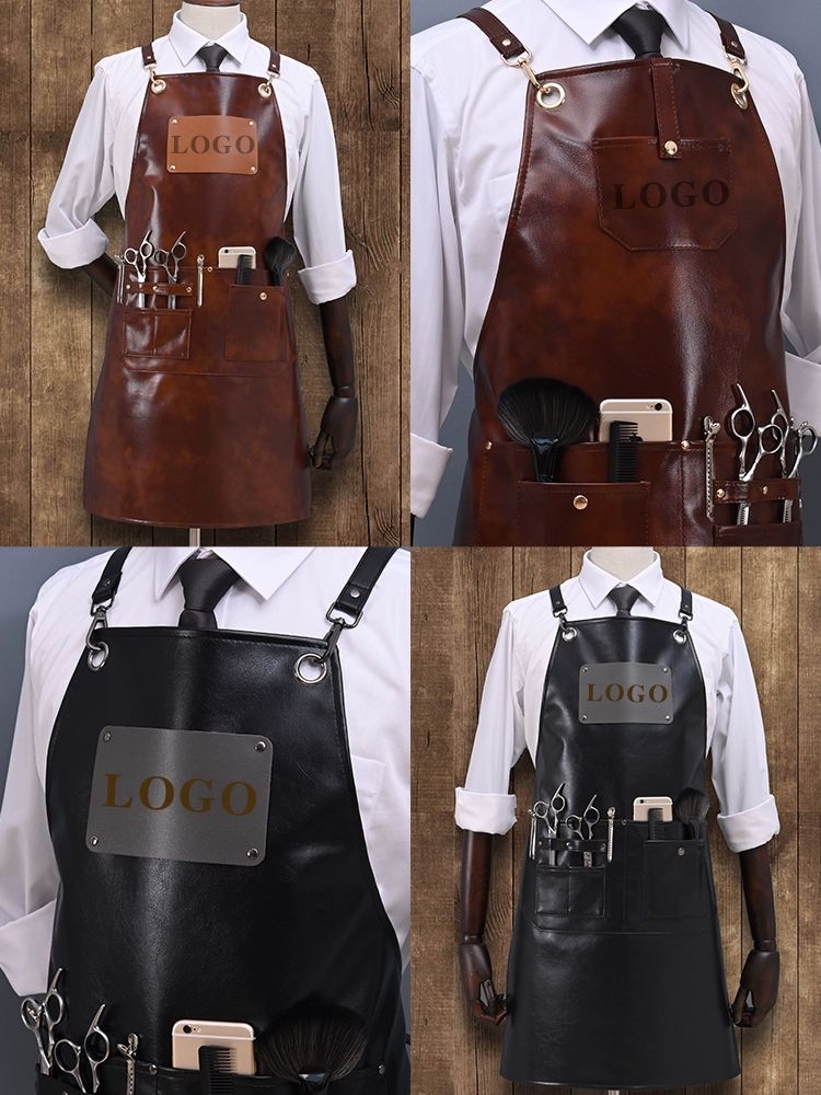 방수 앞치마 인조가죽 미용 헤어숍 주방용 요리사 작업용 에프론 내구성 주방 업소 - 상세 이미지 3