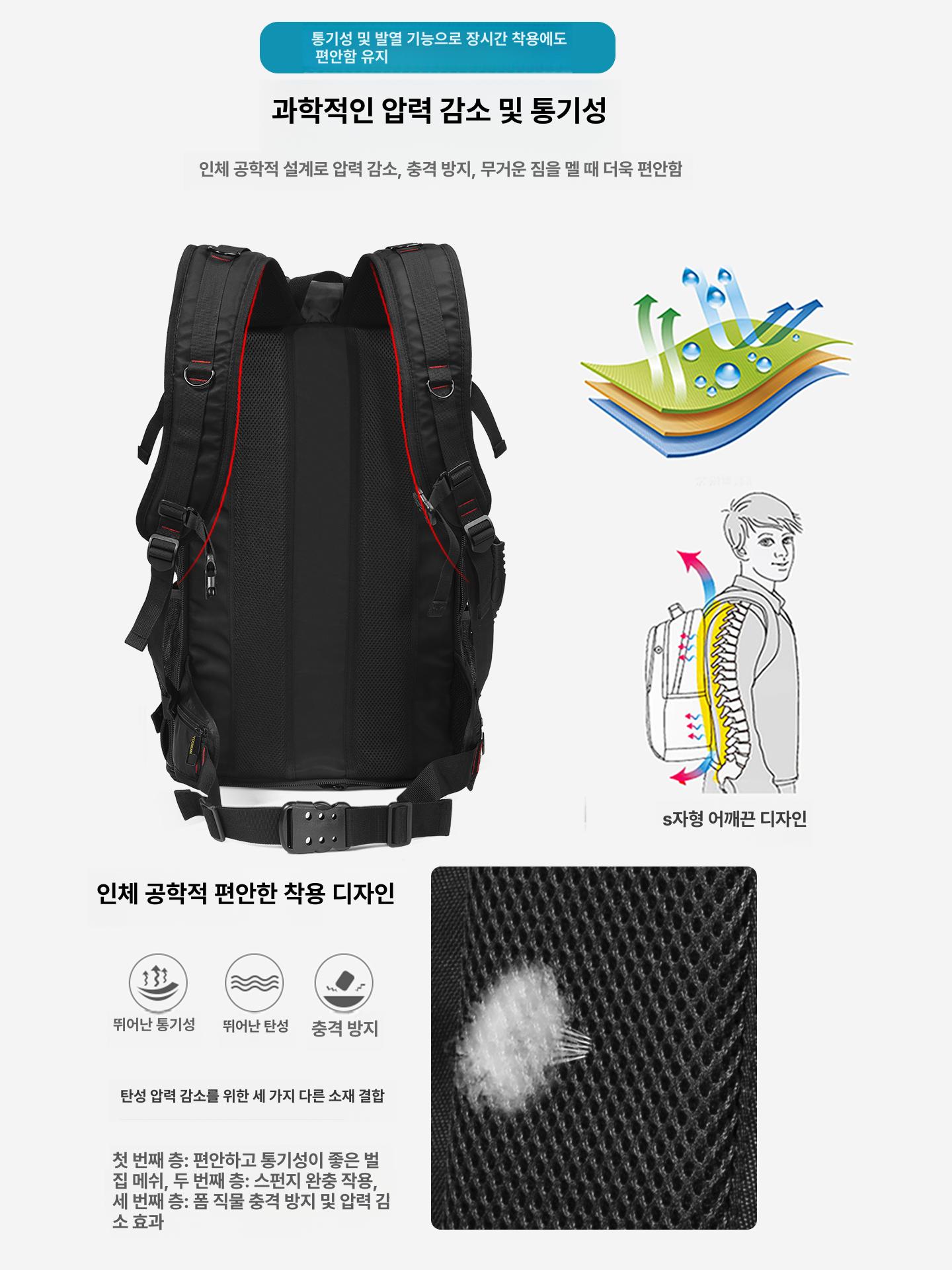 대형 남자백팩 여행배낭 노트북 비즈니스 기내 산행 대형배낭 - 상세 이미지 5