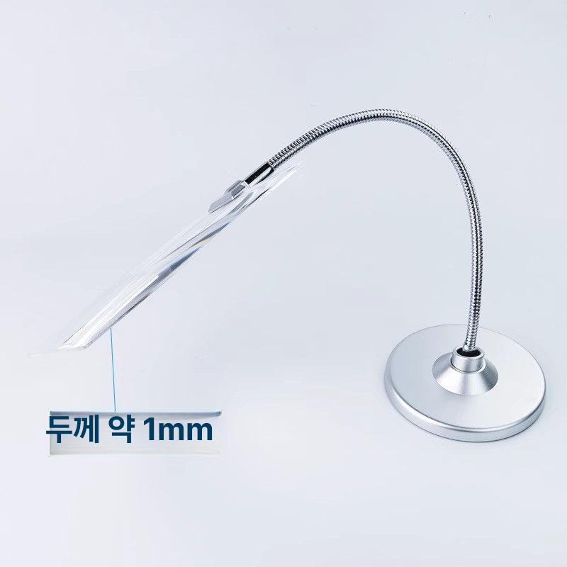 독서 돋보기 스탠드 확대경 탁상 노안 사각 독서확대경 작업 책상용 실버 - 상세 이미지 4