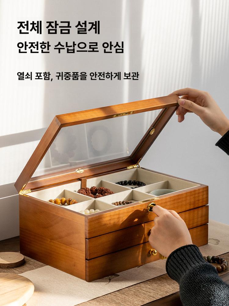티백 보관함 보관용기 수납함 우드 정리함 티박스 홈카페 냉장고 뚜껑 캡슐 투명 - 상세 이미지 2