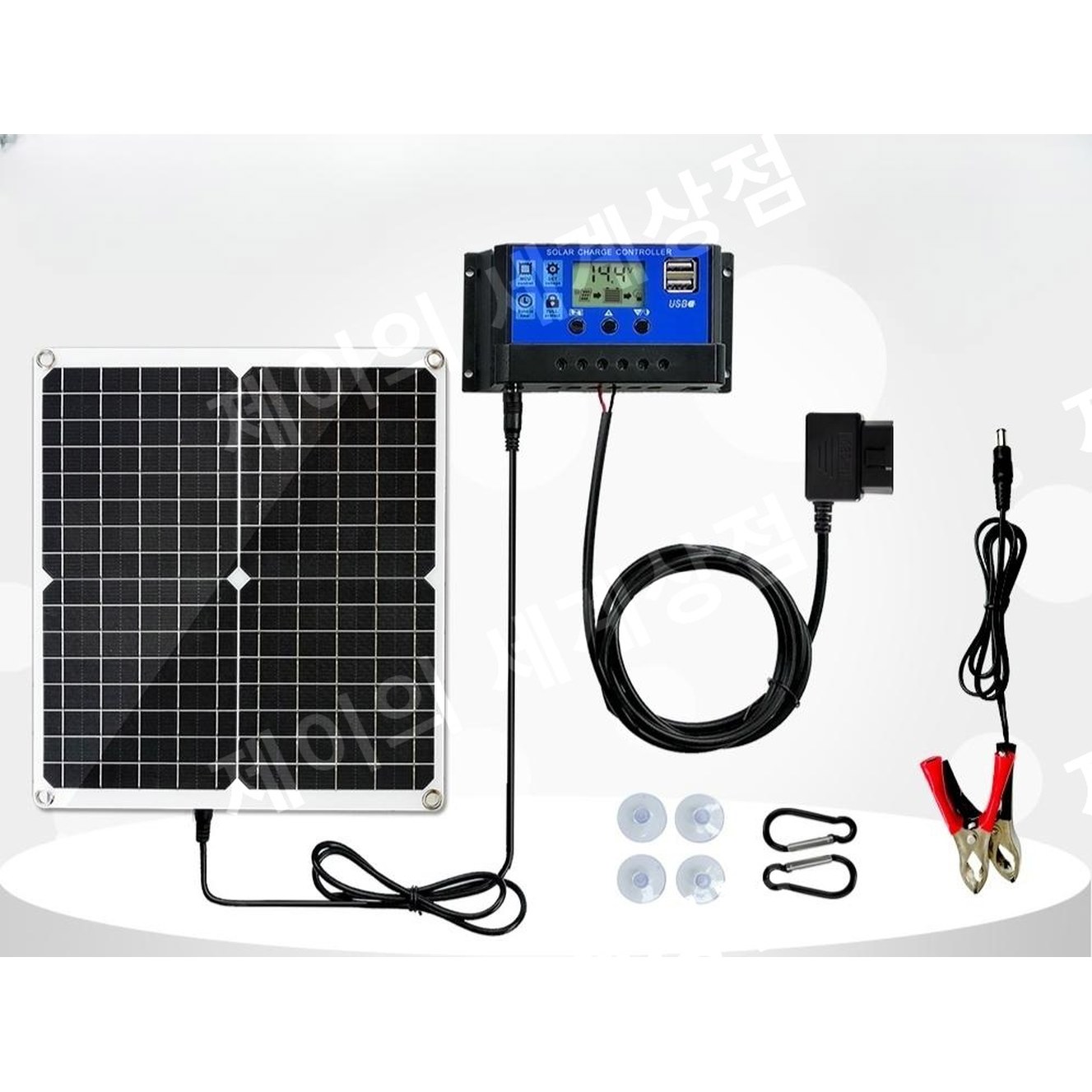자동차 차량 태양광 실리콘 오토바이 플레이트OBD 방지20W 12V200AH/N200 인터페이스12V5V 일체형 배터리 UPS 결손 캠핑용 단결정 전지판 - 상품 이미지