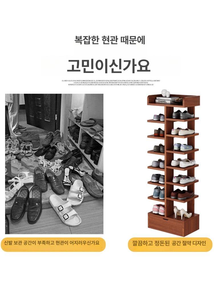 신발장 보관함 슬림 현관 조립식 정리대 접이식 슈즈렉 투명 선반 - 상세 이미지 2