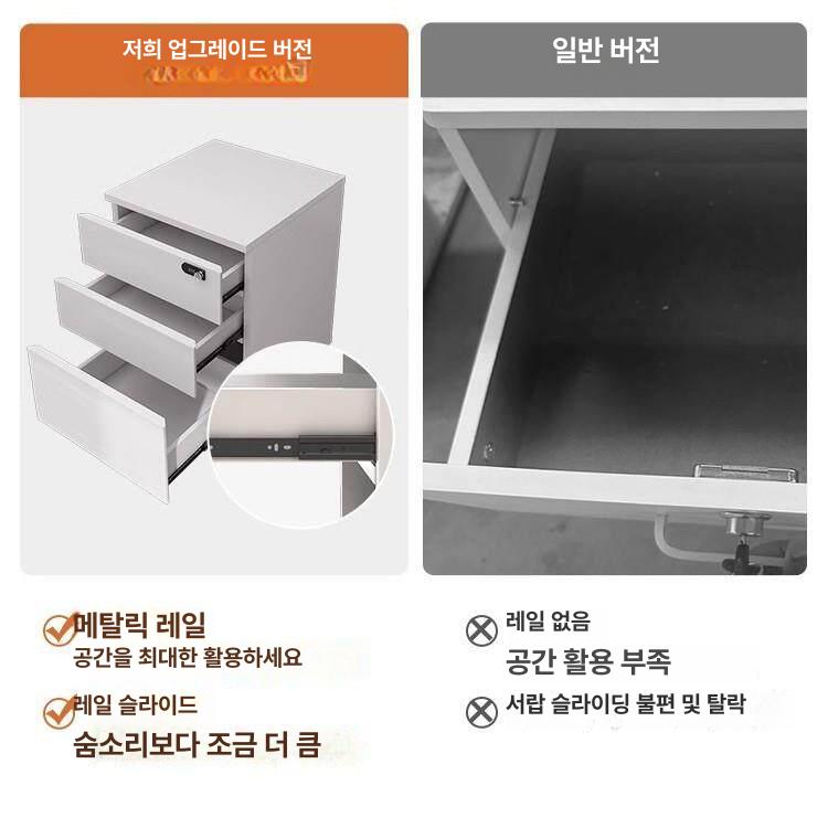 이동식 서랍 수납장 바퀴달린 깊은 책상 옆 정리 캐비닛 사무용 수납 - 상세 이미지 2